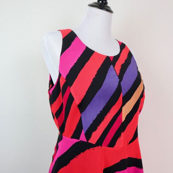 Cabi Size S Fete Dress Vibrant Multicolor Striped Chiffon Fit & Flare - Picture 8 of 12